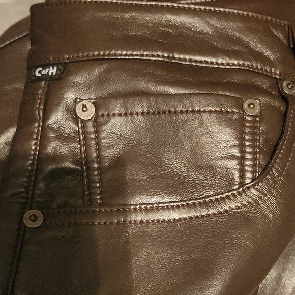 #51...NWT Women's Citizens of Humanity Dark Brown Leather Pants...33 - Picture 8 of 8